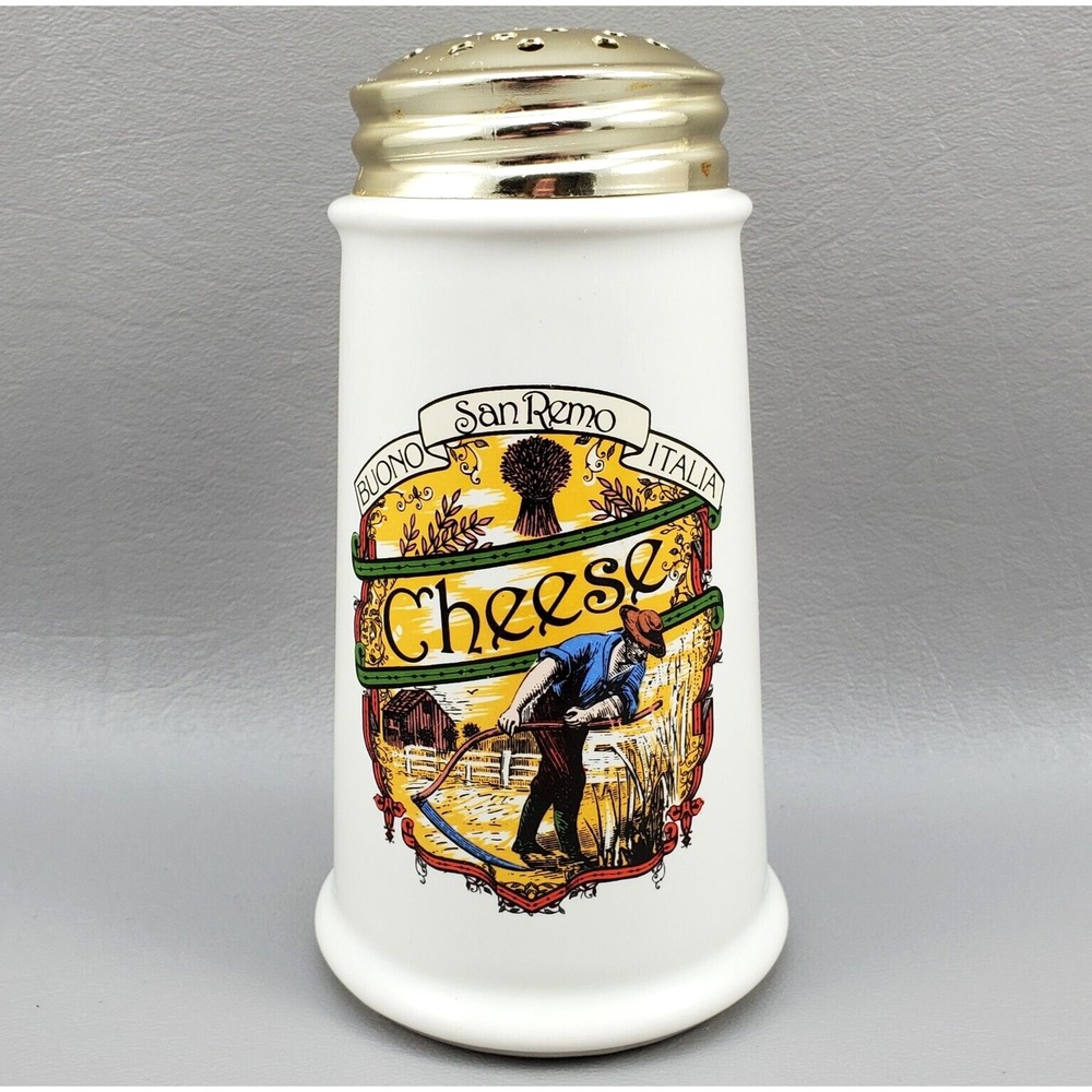 San Remo Grated Cheese Shaker Buono Italia Gold Cover Himark Pasta Ramano Vtg